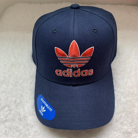 ✨NEW✨ adidas Originals Navy Snapback with Red Logo - adidas navy trefoil cap - Picture 3 of 5